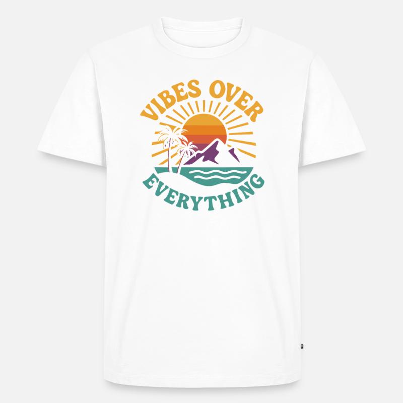 Vibes Over Everything - Männer Premium Bio T-Shirt - Weiß