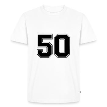 50 nombre de maillots - T-shirt Premium bio Homme - blanc - Devant - Nico (187cm)