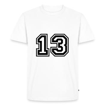 13 Numéro de numéro - T-shirt Premium bio Homme - blanc - Devant - Nico (187cm)