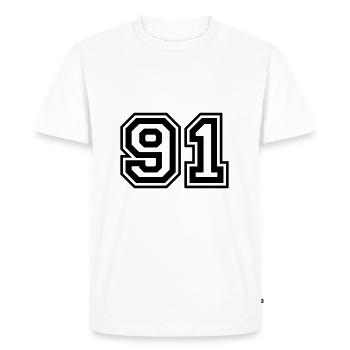 Numéro 91 - T-shirt Premium bio Homme - blanc - Devant - Nico (187cm)