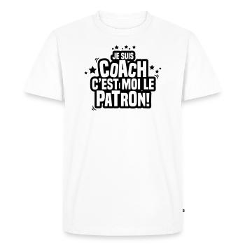 je suis coach c'est moi le patron - T-shirt Premium bio Homme - blanc - Devant - Nico (187cm)
