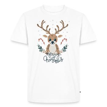 reindeer christmas gift Ugly Sweater Funny ho ho - Men's Premium Organic T-Shirt - white - Front - Nico (187cm)