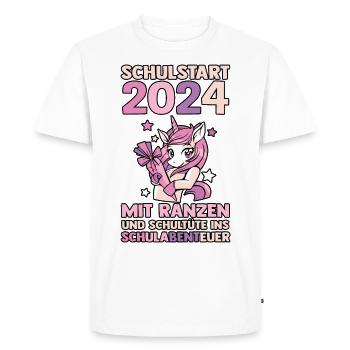 1st Grade Schoolchild Back to School Enrollment - Men's Premium Organic T-Shirt - white - Front - Nico (187cm)