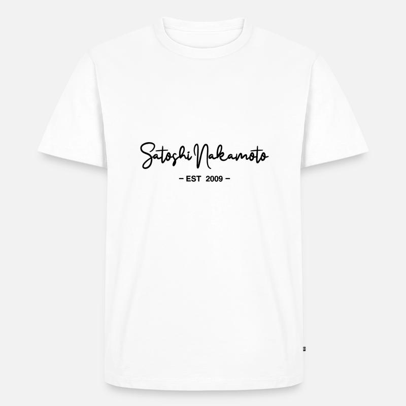 Satoshi Nakamoto Bitcoin Blockchain 2009 - Männer Premium Bio T-Shirt - Weiß