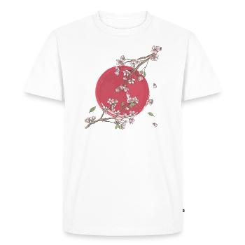 Sakura en fleurs de cerisier japonais - T-shirt Premium bio Homme - blanc - Devant - Nico (187cm)