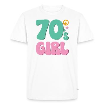 70s Fille 70s Fille Hippie - T-shirt Premium bio Homme - blanc - Devant - Nico (187cm)