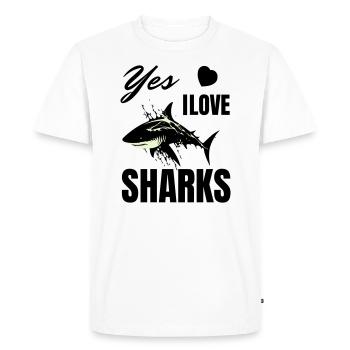 I Love Sharks - Motif de requin amusant pour les fans de requins - T-shirt Premium bio Homme - blanc - Devant - Nico (187cm)