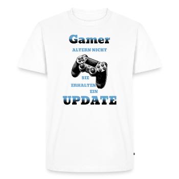 Les joueurs reçoivent une mise à jour - T-shirt Premium bio Homme - blanc - Devant - Nico (187cm)