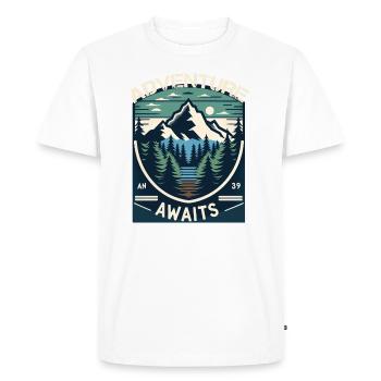 L’aventure attend la conception du t-shirt - T-shirt Premium bio Homme - blanc - Devant - Nico (187cm)