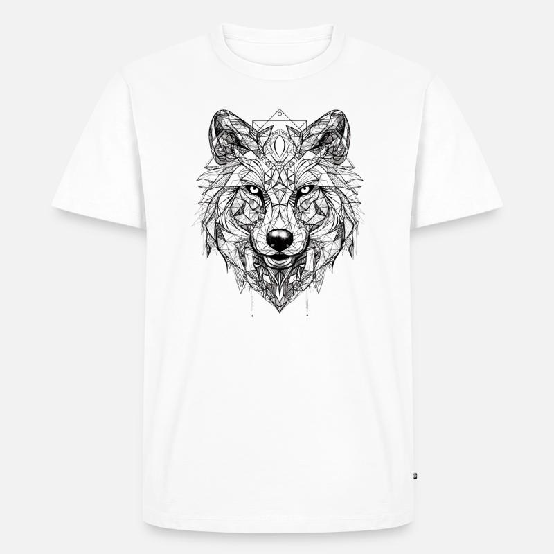 Wolf Geometrisch - Männer Premium Bio T-Shirt - Weiß