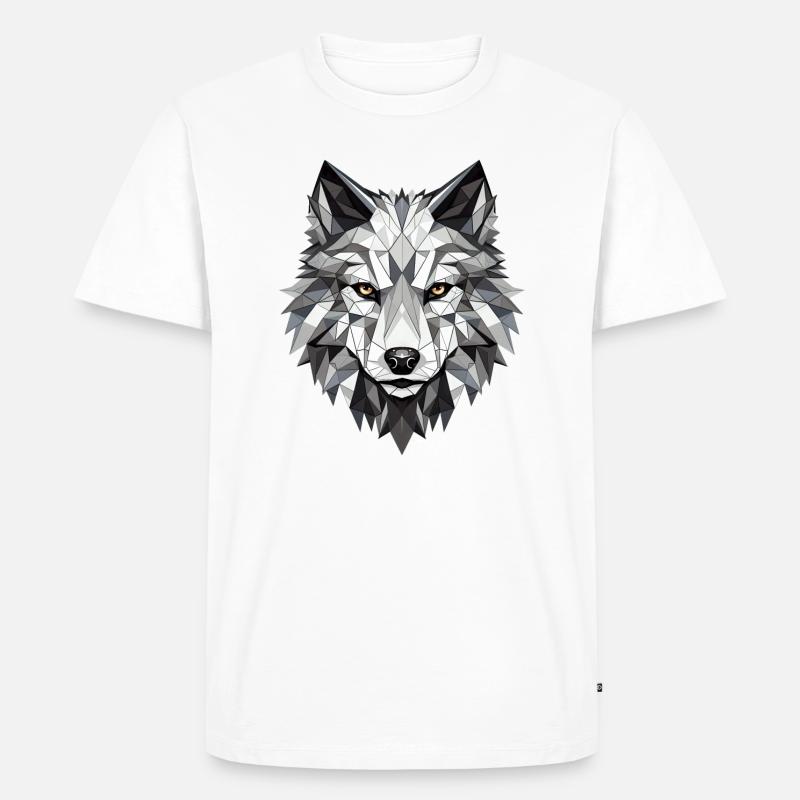 Wolf Geometrisch - Männer Premium Bio T-Shirt - Weiß