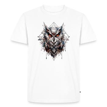Hibou géométrique - T-shirt Premium bio Homme - blanc - Devant - Nico (187cm)