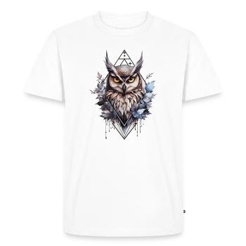 Hibou géométrique - T-shirt Premium bio Homme - blanc - Devant - Nico (187cm)