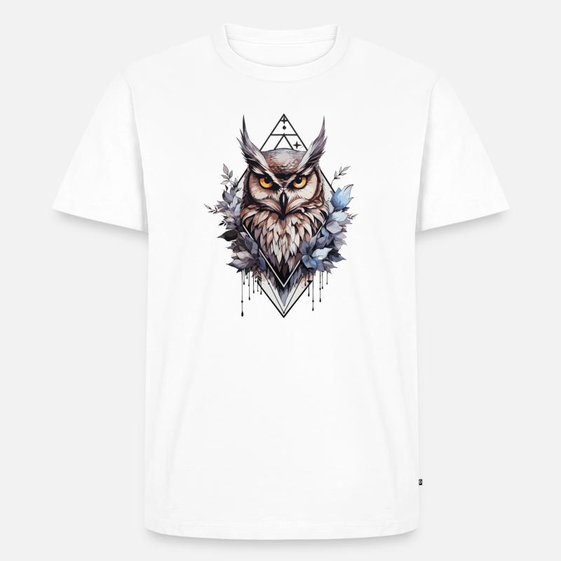 Eule geometrisch - Männer Premium Bio T-Shirt - Weiß