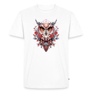 Hibou géométrique - T-shirt Premium bio Homme - blanc - Devant - Nico (187cm)