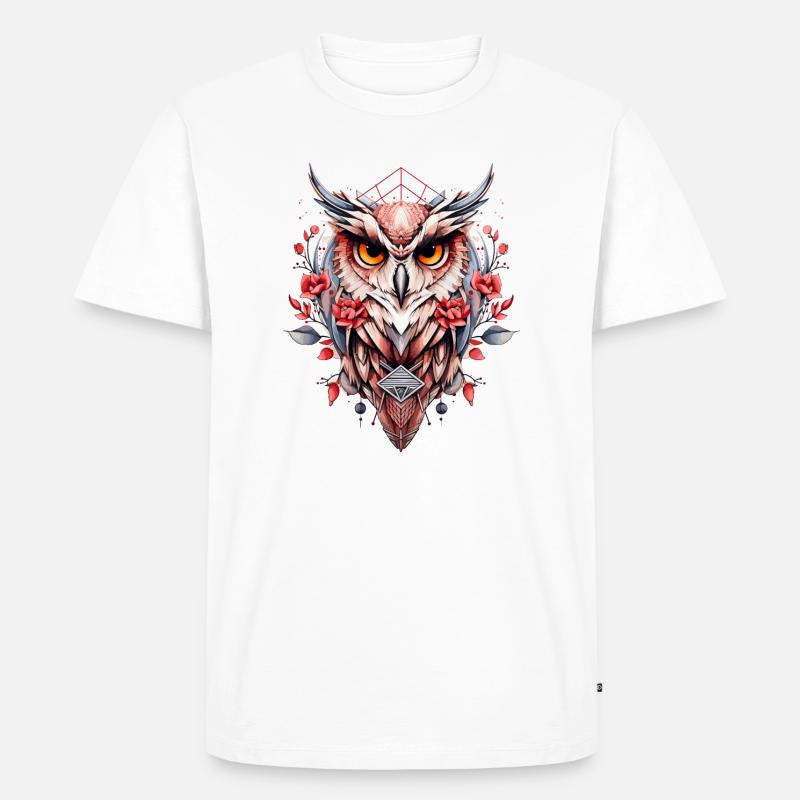 Eule geometrisch - Männer Premium Bio T-Shirt - Weiß