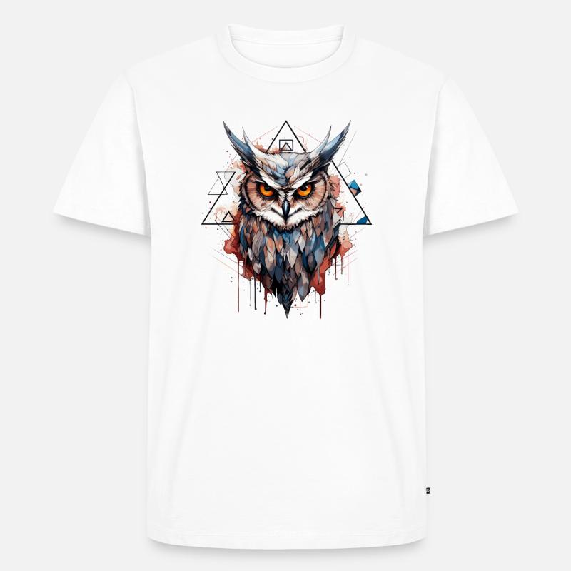 Eule geometrisch - Männer Premium Bio T-Shirt - Weiß