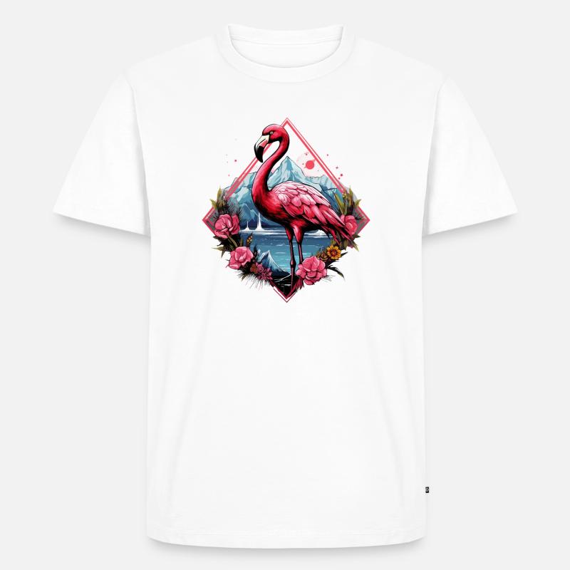 Flamingo - Männer Premium Bio T-Shirt - Weiß