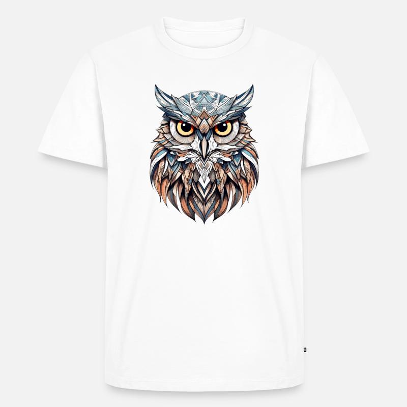 Eule geometrisch - Männer Premium Bio T-Shirt - Weiß