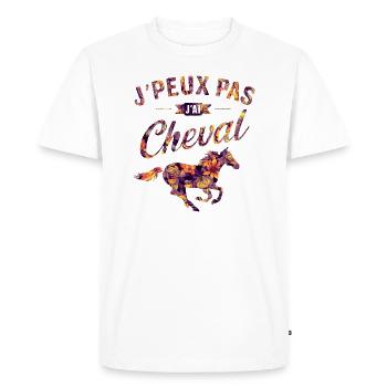 J'peux pas j'ai Cheval - T-shirt Premium bio Homme - blanc - Devant - Nico (187cm)