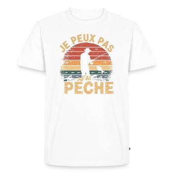 Je peux pas j ai Pêche - T-shirt Premium bio Homme - blanc - Devant - Nico (187cm)