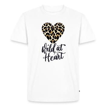 Sauvage dans l’âme. Imprimé léopard - T-shirt Premium bio Homme - blanc - Devant - Nico (187cm)