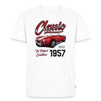 Je ne suis pas vieux Je suis une voiture classique Vintage Né en 1957 - T-shirt Premium bio Homme - blanc - Devant - Nico (187cm)
