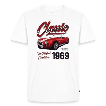 Je ne suis pas vieux Je suis une voiture classique vintage née en 1969 - T-shirt Premium bio Homme - blanc - Devant - Nico (187cm)