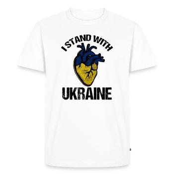 Je soutiens le drapeau ukrainien - T-shirt Premium bio Homme - blanc - Devant - Nico (187cm)