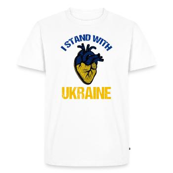 Je soutiens le drapeau ukrainien - T-shirt Premium bio Homme - blanc - Devant - Nico (187cm)