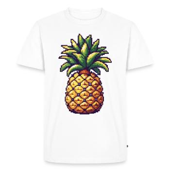 Icône pixel ananas - T-shirt Premium bio Homme - blanc - Devant - Nico (187cm)