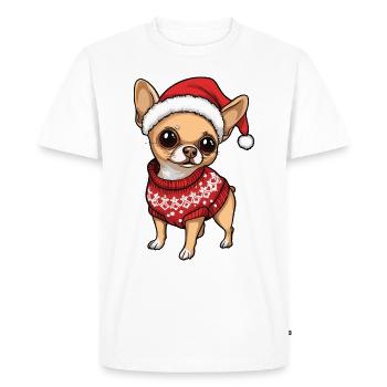 Bande dessinée de Noël chien chihuahua - T-shirt Premium bio Homme - blanc - Devant - Nico (187cm)