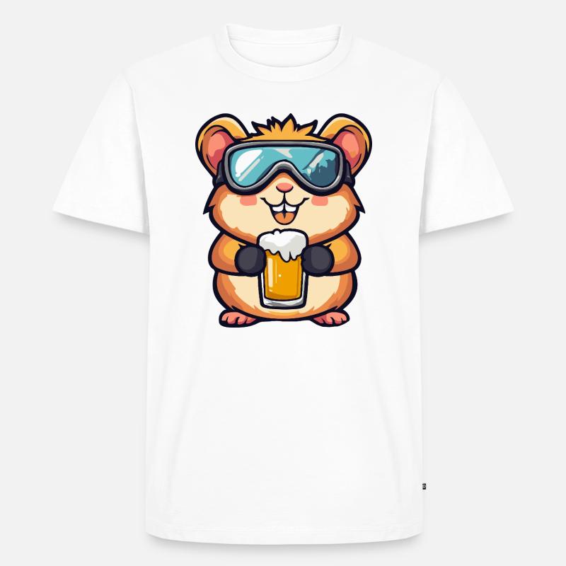 Hamster Apres Ski Bier Comic - Männer Premium Bio T-Shirt - Weiß