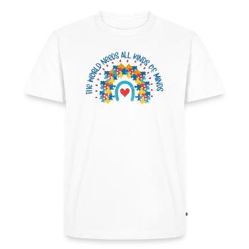LE MONDE A BESOIN DE TYPES D’ESPRITS AUTISME AJOUTER DICTON - T-shirt Premium bio Homme - blanc - Devant - Nico (187cm)