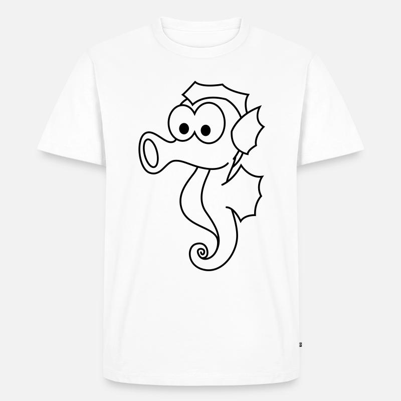 Seepferdchen Comic Tier - Männer Premium Bio T-Shirt - Weiß