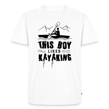 Un garçon aime faire du kayak et de la faune en - T-shirt Premium bio Homme - blanc - Devant - Nico (187cm)