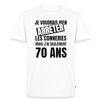 70 ans - T-shirt Premium bio Homme - blanc - Devant - Nico (187cm)