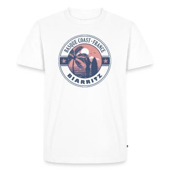 Biarritz Côte Basque France Été Surf Design - T-shirt Premium bio Homme - blanc - Devant - Nico (187cm)