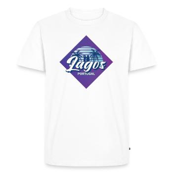Lagos Algarve Portugal Retro 80s Summer Surf Desig - T-shirt Premium bio Homme - blanc - Devant - Nico (187cm)