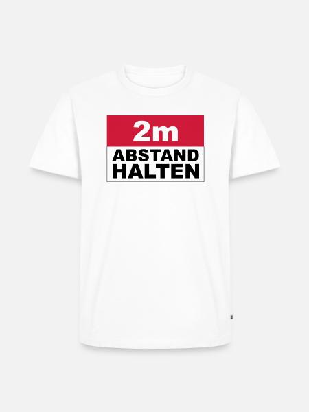2m Abstand halten - Männer Premium Bio T-Shirt - Weiß