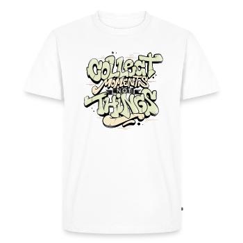 collect moments not things handlettering design - Men's Premium Organic T-Shirt - white - Front - Nico (187cm)