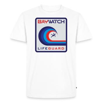 Baywatch Vague Maître Nageur - T-shirt Premium bio Homme - blanc - Devant - Nico (187cm)