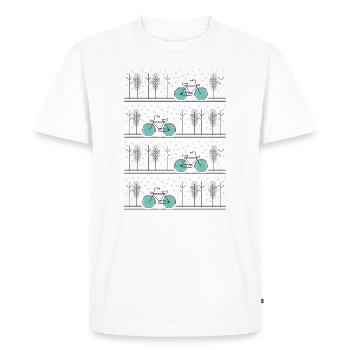 Faire du vélo en hiver - T-shirt Premium bio Homme - blanc - Devant - Nico (187cm)