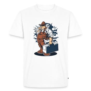 Mécanicien t-shirt cadeau - T-shirt Premium bio Homme - blanc - Devant - Nico (187cm)