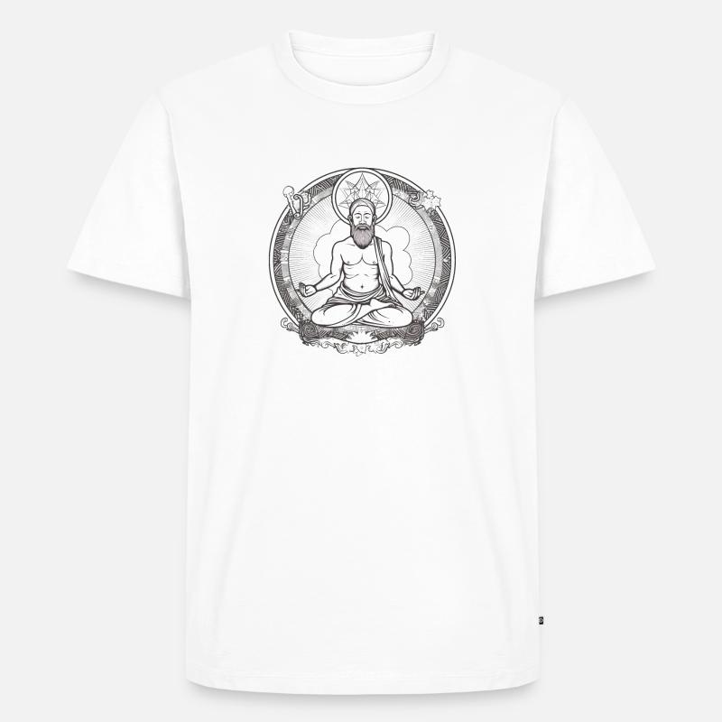 Sitzender meditierender Yoga Lehrer - Männer Premium Bio T-Shirt - Weiß