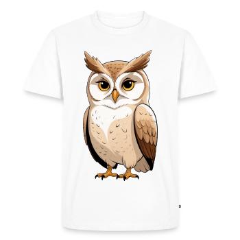 Dessin animé Drôle de Hibou Arbre - T-shirt Premium bio Homme - blanc - Devant - Nico (187cm)