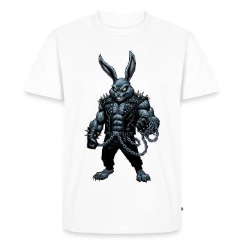 Heavy Metal Lapin de Pâques Rocker Lapin de Pâques Hardcore - T-shirt Premium bio Homme - blanc - Devant - Nico (187cm)