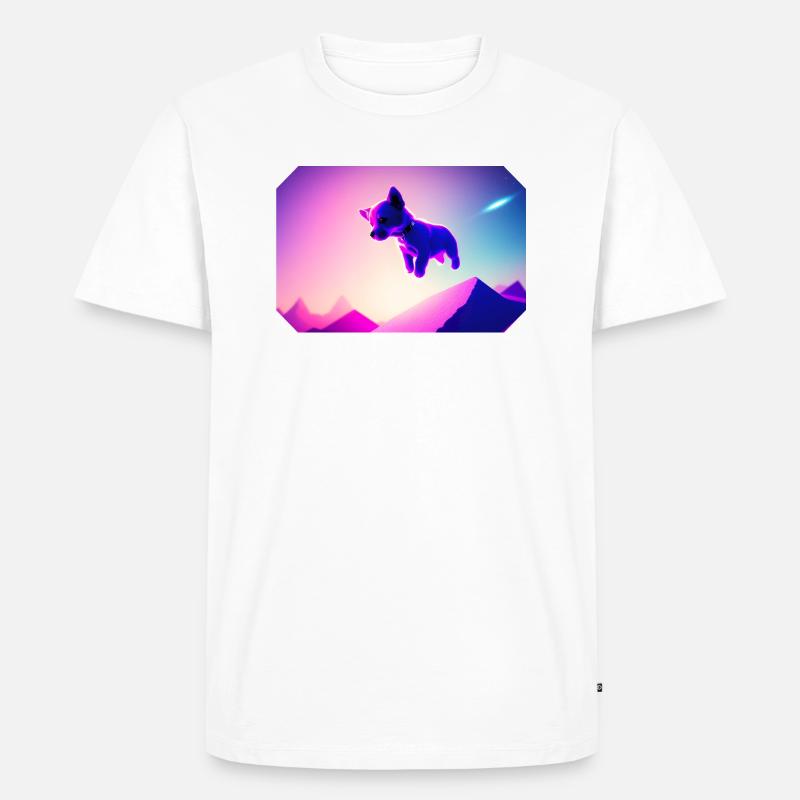 Welpe und die Sythwave-Wüste - Männer Premium Bio T-Shirt - Weiß