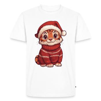 Noël du tigre - T-shirt Premium bio Homme - blanc - Devant - Nico (187cm)