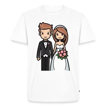 Mariée, Marié, Jeunes mariés, Mariage - T-shirt Premium bio Homme - blanc - Devant - Nico (187cm)